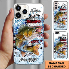 Maxcorners Walleye Fishing Patriotic Splash Art Personalized Name Phone Case TU1601