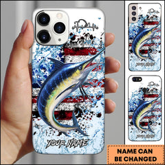 Maxcorners Marlin Fishing Patriotic Splash Art Personalized Name Phone Case TU1601