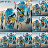 Maxcorners Freshwater Fishing Dynamic Water Splash Design Personalized Name, Team Name 3D Long Sleeve Shirt