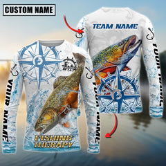 Maxcorners Freshwater Fishing Compass Navigation Style Personalized Name, Team Name 3D Long Sleeve Shirt