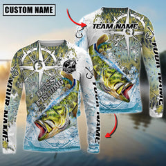 Maxcorners Freshwater Fishing Scale Pattern Splash Art Personalized Name, Team Name 3D Long Sleeve Shirt