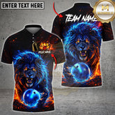 Maxcorners Bowling Fire Lion Power Art Multicolor Options Personalized Name, Team Name 3D Shirt (4 Colors)