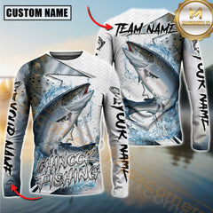 Maxcorners Saltwater Fishing Dynamic Splash Art Personalized Name, Team Name 3D Long Sleeve Shirt