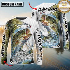 Maxcorners Freshwater Fishing Dynamic Splash Art Personalized Name, Team Name 3D Long Sleeve Shirt