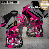 Maxcorners Bowling Heart Character Cool Sunglasses Graphic Multicolor Options Personalized Name, Team Name 3D Shirt (4 Colors)