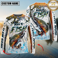 Maxcorners Sport Fishing Shirt Dynamic Trout Jump Personalized Name, Team Name 3D Long Sleeve Shirt