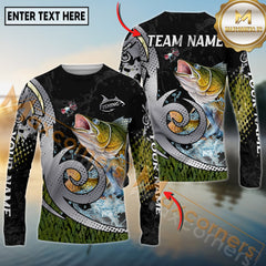 Maxcorners Freshwater Fishing Bold Modern Graphic Personalized Name, Team Name 3D Long Sleeve Shirt