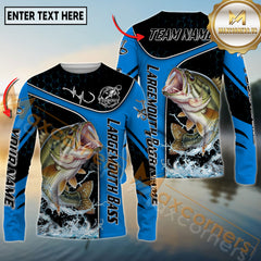 Maxcorners Freshwater Fishing Dynamic Water Splash Personalized Name, Team Name 3D Long Sleeve Shirt