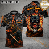 Maxcorners Billiards 8-Ball Pitbull Flame Chain Personalized Name Shirt (4 Colors) TU2406