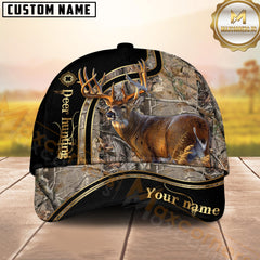 Maxcorners Deer Hunting Full Body Buck Camo Forest Pattern Personalized Name 3D Cap (6 Options)