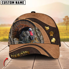Maxcorners Golden Deer Hunting Realistic Buck Head Leather Pattern Personalized Name 3D Cap (6 Options)