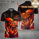 Maxcorners Bowling Shirt Skull Rose Dark Gothic Strike Multicolor Options Personalized Name, Team Name 3D Shirt (4 Colors)