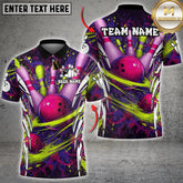 Maxcorners Bowling Pin Neon Splash Art Multicolor Options Personalized Name, Team Name 3D Shirt (4 Colors)