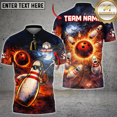 Maxcorners Bowling Shirt Action Pin Cosmic Explosion Personalized Name, Team Name 3D Shirt