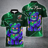 Maxcorners Bowling Jersey Angry Bear Champion Neon Attitude Multicolor Options Personalized Name, Team Name 3D Shirt For Gabes