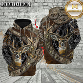 Maxcorners Deer Hunting Majestic Buck Antlers Camo Multicolor Options Personalized Name, Team Name 3D Hoodie (4 Colors)