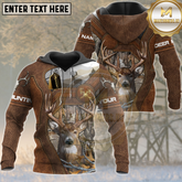 Maxcorners Whitetail Deer Outdoor Forest Camo Leather Style Multicolor Options Personalized Name, Team Name 3D Hoodie
