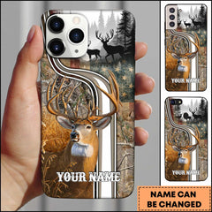 Maxcorners Deer Hunting Forest Wildlife Camo Landscape Personalized Name Phone Case - Grass Brown
