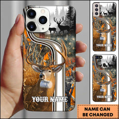 Maxcorners Deer Hunting Forest Wildlife Camo Landscape Personalized Name Phone Case - Orange