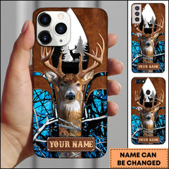 Maxcorners Deer Hunting Mountain Forest Arch Camo Personalized Name Phone Case - Blue