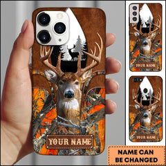 Maxcorners Deer Hunting Mountain Forest Arch Camo Personalized Name Phone Case - Orange