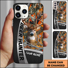 Maxcorners Buck Deer Hunter Camo Steel Style Personalized Name Phone Case (4 colors)