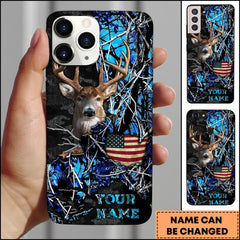 Maxcorners Deer Hunting Realtree Camouflage American Flag Personalized Name Phone Case (4 Colors)