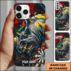 Maxcorners Darts Rhino Warrior Street Art Personalized Name Phone Case