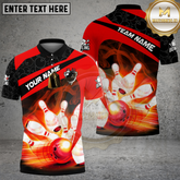 Maxcorners Bowling Strike Fire Motion Pins Smash Multicolor Options Personalized Name, Team Name 3D Shirt (4 Colors)