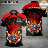 Maxcorners Bowling Fire Ball American Style Strike Multicolor Options Personalized Name, Team Name 3D Shirt (4 Colors)