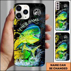 Maxcorners Fishing Jumping Mahi-mahi Splash Art Personalized Name Phone Case