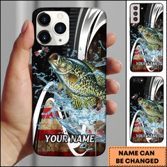 Maxcorners Crappie Fishing American Flag Splash Art Personalized Name Phone Case TU1601