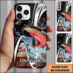 Maxcorners Salmon Fishing American Flag Splash Art Personalized Name Phone Case TU1601