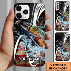 Maxcorners Trout Fishing American Flag Splash Art Personalized Name Phone Case TU1601
