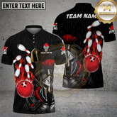 Maxcorners Bowling Shirt Spartan Warrior Fire Strike Multicolor Options Personalized Name, Team Name 3D Shirt (4 Colors)