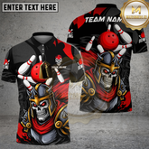 Maxcorners Bowling Shirt Skull Knight Dark Power Strike Multicolor Options Personalized Name, Team Name 3D Shirt (4 Colors)