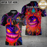 Maxcorners Evil Neon Bowling Ball Monster Multicolor Options Personalized Name, Team Name 3D Shirt (4 Colors)
