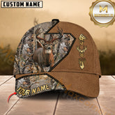 Maxcorners Running Deer Forest Leather Texture Accents Multicolor Options Personalized Name 3D Cap