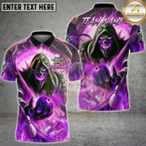 Maxcorners Grim Reaper Bowling Strike Fire Glow Multicolor Options Personalized Name, Team Name 3D Shirt (4 Colors)