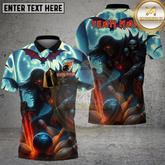 Maxcorners Bowling Dark Knight Skull Moon Multicolor Options Personalized Name, Team Name 3D Shirt (4 Colors)