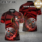 Maxcorners Bowling Ball Lava Explosion Red Cracked Orb Multicolor Options Personalized Name, Team Name 3D Shirt (4 Colors)