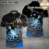 Maxcorners Darts Polo Shirt Frozen Ice Dartboard Cool Style Multicolor Options Personalized Name, Team Name 3D Shirt (4 Colors)