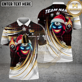 Maxcorners Billiards Polo Shirt Royal 8 Ball Santa Holiday Style Multicolor Options Personalized Name, Team Name 3D Shirt (4 Colors)