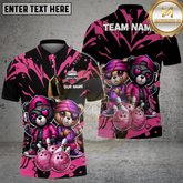 Maxcorners Bowling Teddy Couple Street Style Multicolor Options Personalized Name, Team Name 3D Shirt (4 Colors)