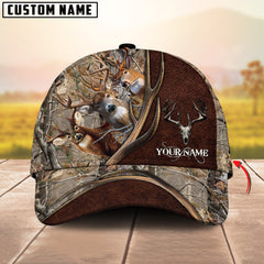 Maxcorners Deer Hunting Camo Antler Skull Multicolor Options Personalized Name 3D Cap