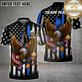 Maxcorners Billiard Eagle American Flag Stripes Multiball Multicolor Options Personalized Name, Team Name 3D Shirt (4 Colors)