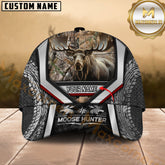 Maxcorners Moose Hunter Camo Tire-Texture Modern Stripe Multicolor Options Personalized Name 3D Cap