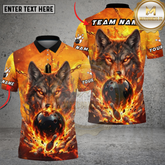 Maxcorners Bowling Lava Wolf Fire Storm Multi Options Personalized Name, Team Name Unisex 3D Shirt (4 Colors)