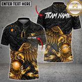 Maxcorners Bowling Golden Eagle Strike Art Multi Options Personalized Name, Team Name Unisex 3D Shirt (4 Colors)