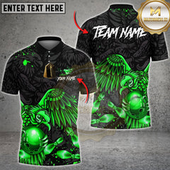 Maxcorners Bowling Golden Eagle Strike Art Multi Options Personalized Name, Team Name Unisex 3D Shirt (4 Colors)